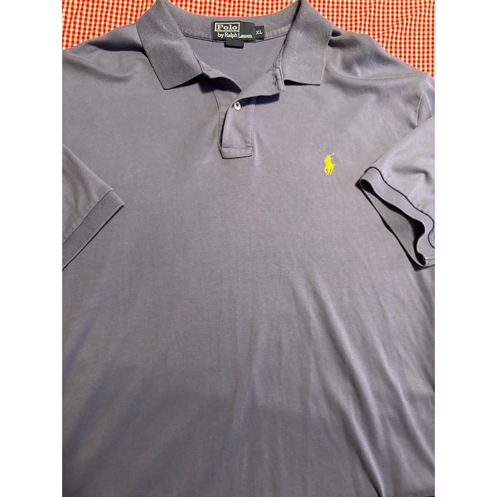 Polo Ralph Lauren Mens XL Gray Short‎ Sleeve Classic Fit Polo Shirt Yellow Pony